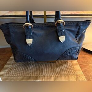 Vintage Gucci Guccissima Leather Tote Bag Black • Embossed GG